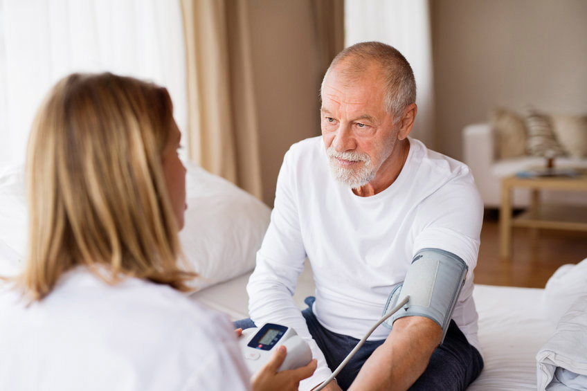 senior blood pressure check